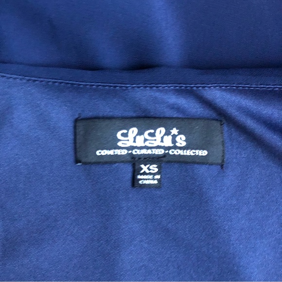 NWT Lulus/Lulu’s Shifting Dears Navy Long Sleeve Shift Dress Chiffon Shell Sz XS - Picture 11 of 16